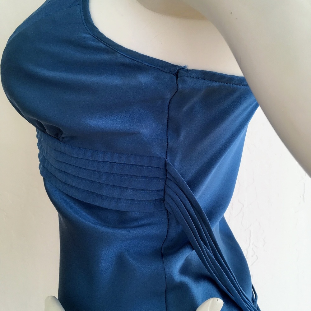Silk Blue Spaghetti Strap Tank Top - Picture 3 of 8